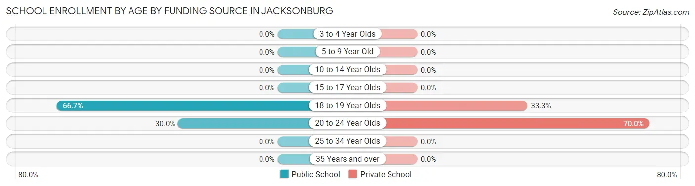 School Enrollment by Age by Funding Source in Jacksonburg