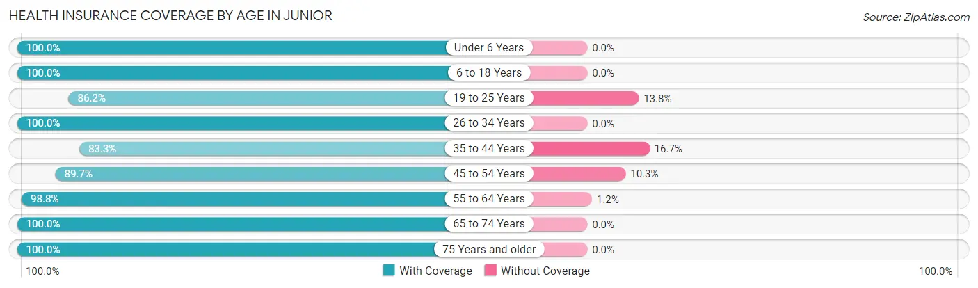 Health Insurance Coverage by Age in Junior