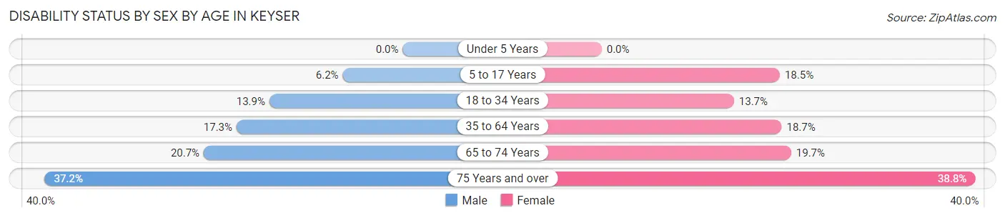 Disability Status by Sex by Age in Keyser