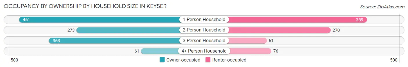 Occupancy by Ownership by Household Size in Keyser