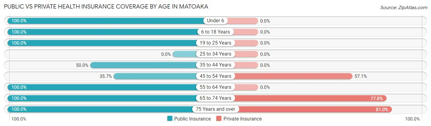 Public vs Private Health Insurance Coverage by Age in Matoaka