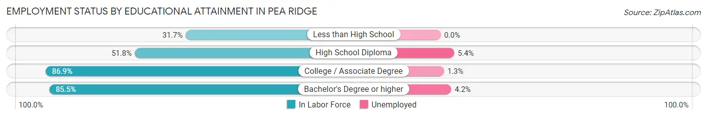 Employment Status by Educational Attainment in Pea Ridge