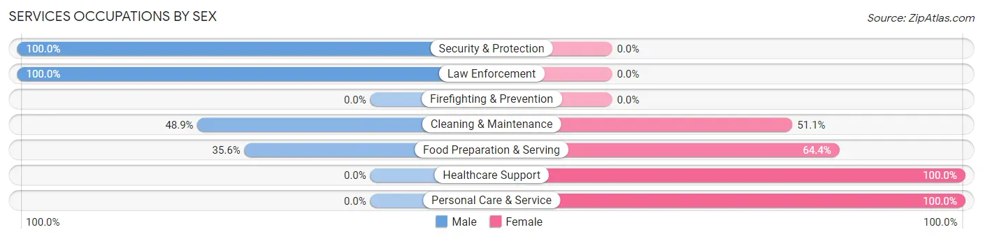 Services Occupations by Sex in Petersburg