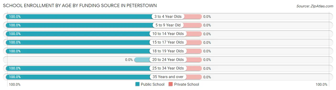 School Enrollment by Age by Funding Source in Peterstown