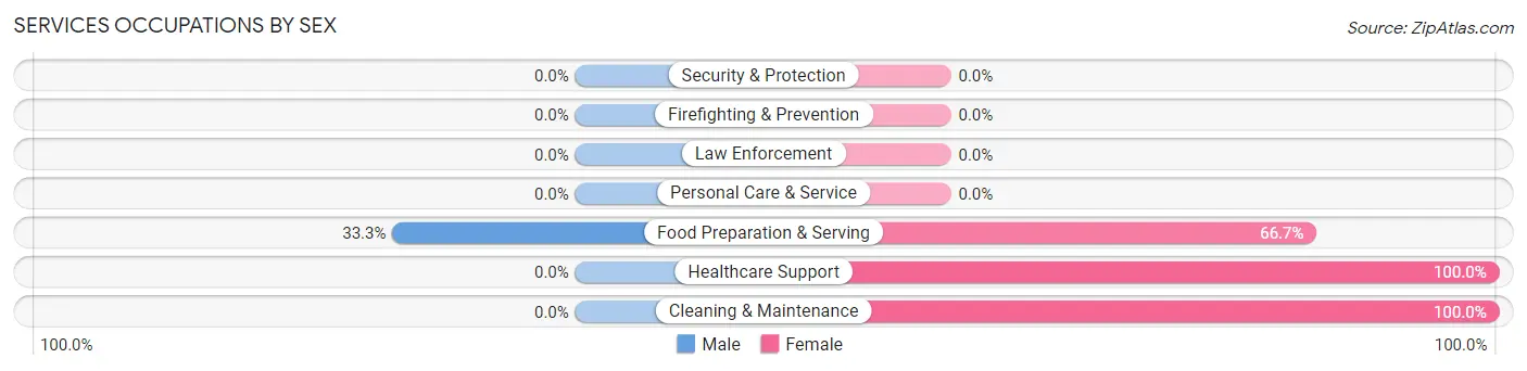 Services Occupations by Sex in Peterstown