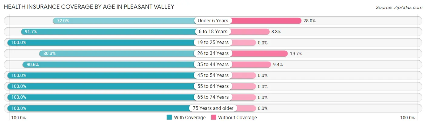 Health Insurance Coverage by Age in Pleasant Valley