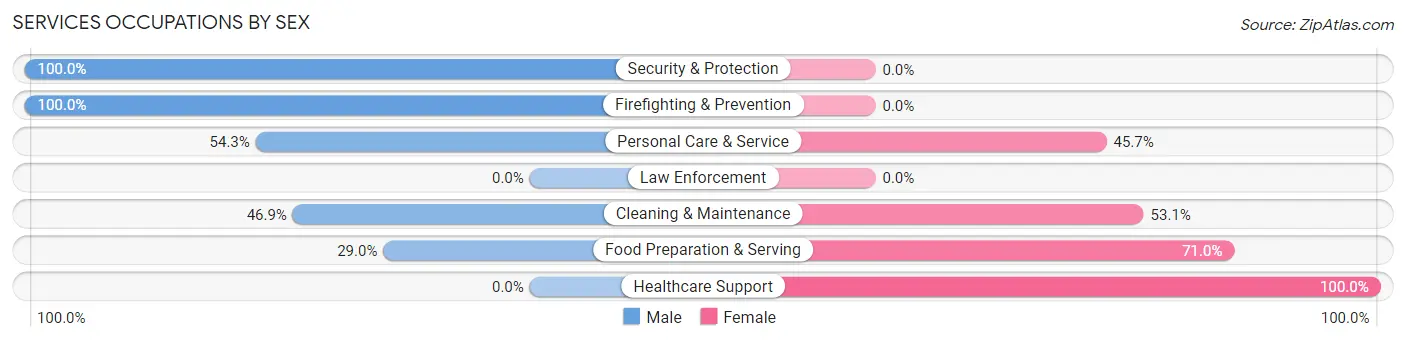 Services Occupations by Sex in Ranson corporation