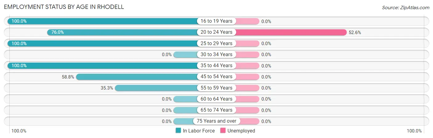 Employment Status by Age in Rhodell