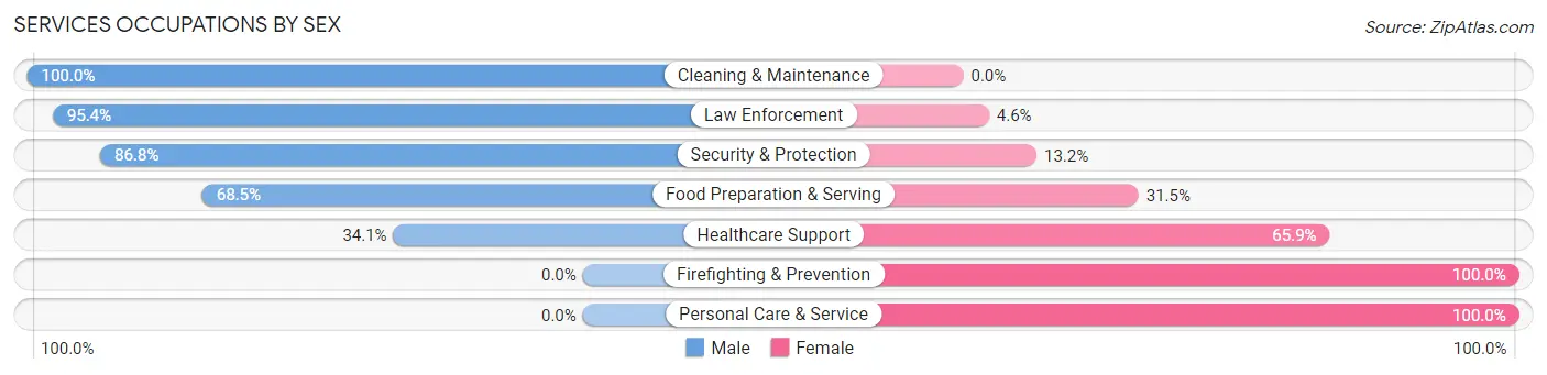 Services Occupations by Sex in Teays Valley