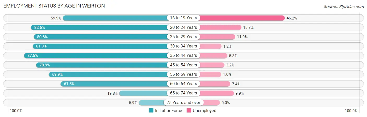 Employment Status by Age in Weirton