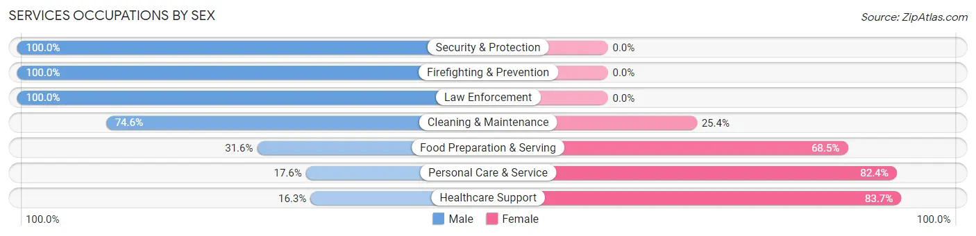 Services Occupations by Sex in Weirton