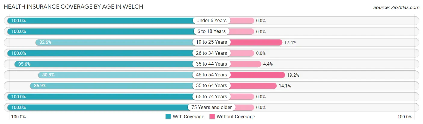 Health Insurance Coverage by Age in Welch
