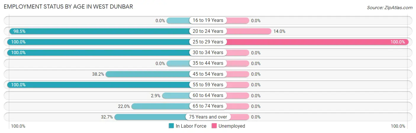 Employment Status by Age in West Dunbar