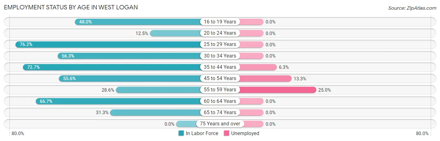 Employment Status by Age in West Logan