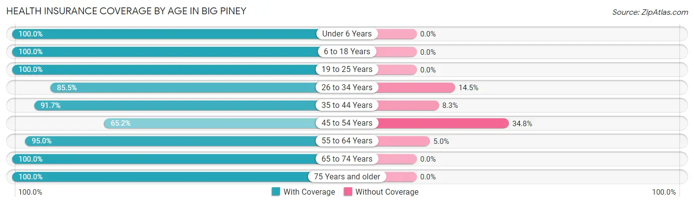 Health Insurance Coverage by Age in Big Piney