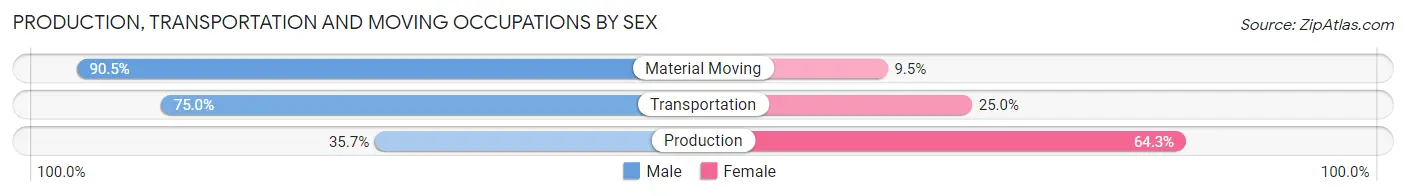 Production, Transportation and Moving Occupations by Sex in Big Piney