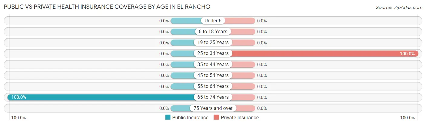 Public vs Private Health Insurance Coverage by Age in El Rancho