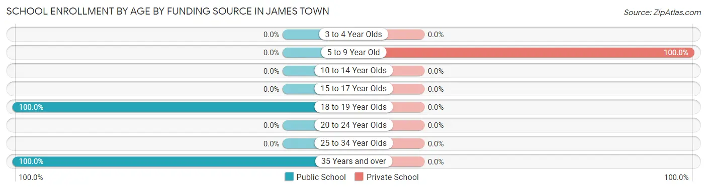 School Enrollment by Age by Funding Source in James Town