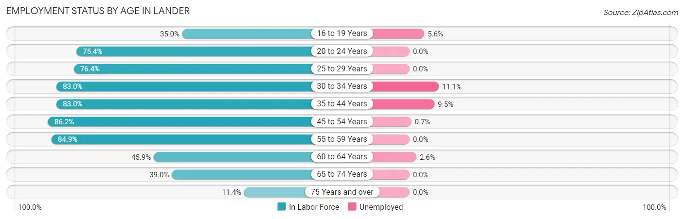 Employment Status by Age in Lander