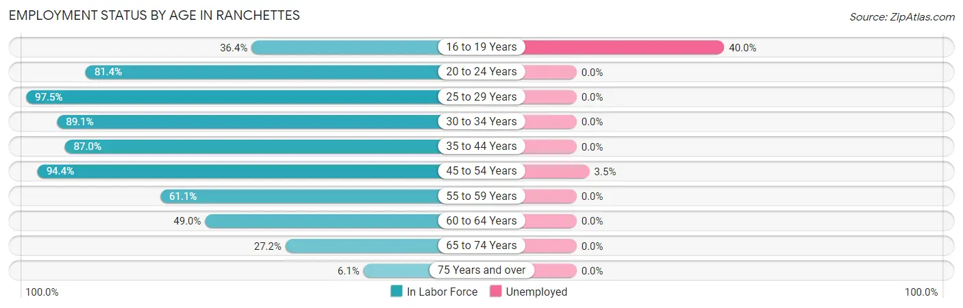 Employment Status by Age in Ranchettes
