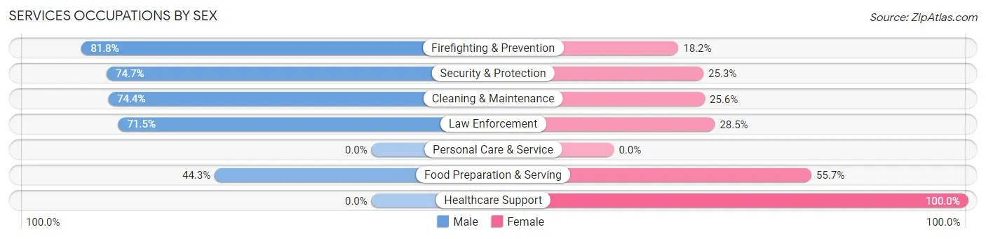 Services Occupations by Sex in Rawlins