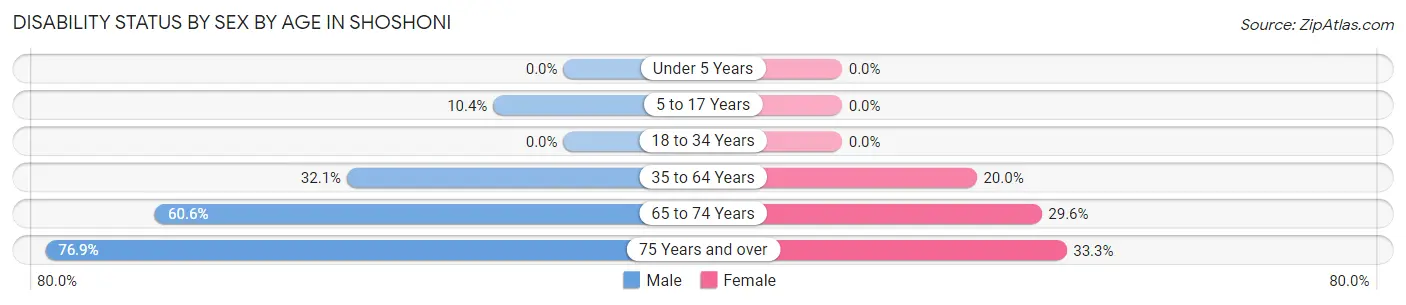 Disability Status by Sex by Age in Shoshoni