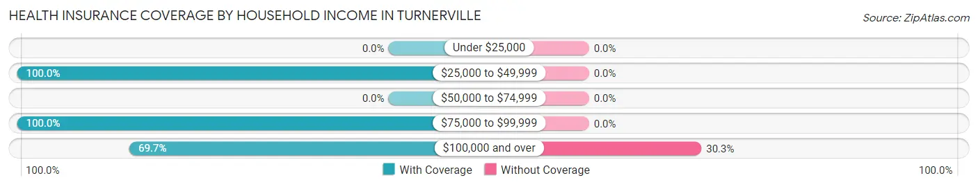 Health Insurance Coverage by Household Income in Turnerville