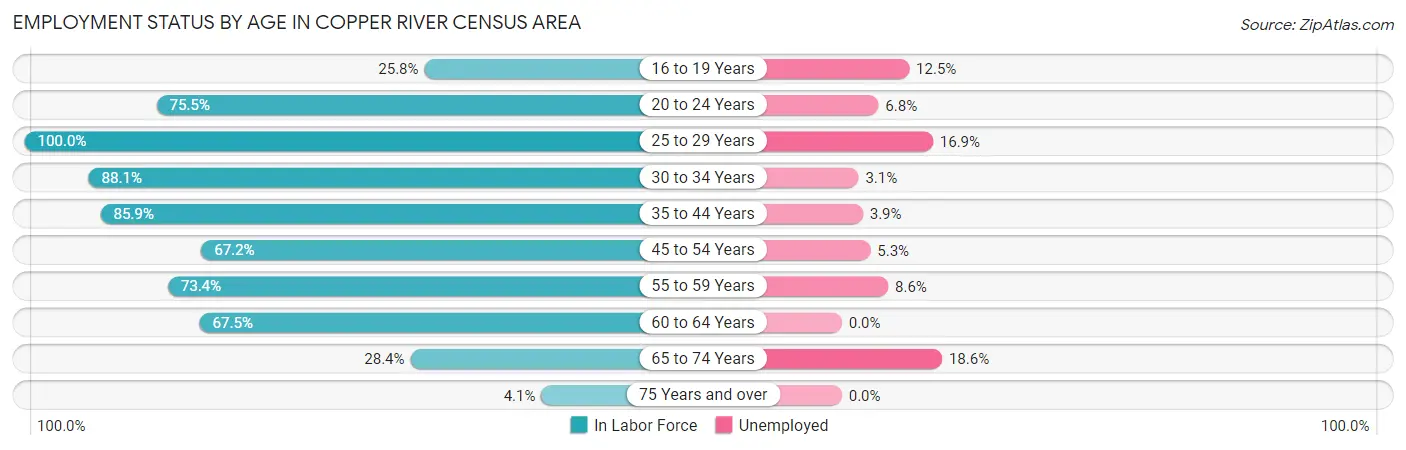 Employment Status by Age in Copper River Census Area