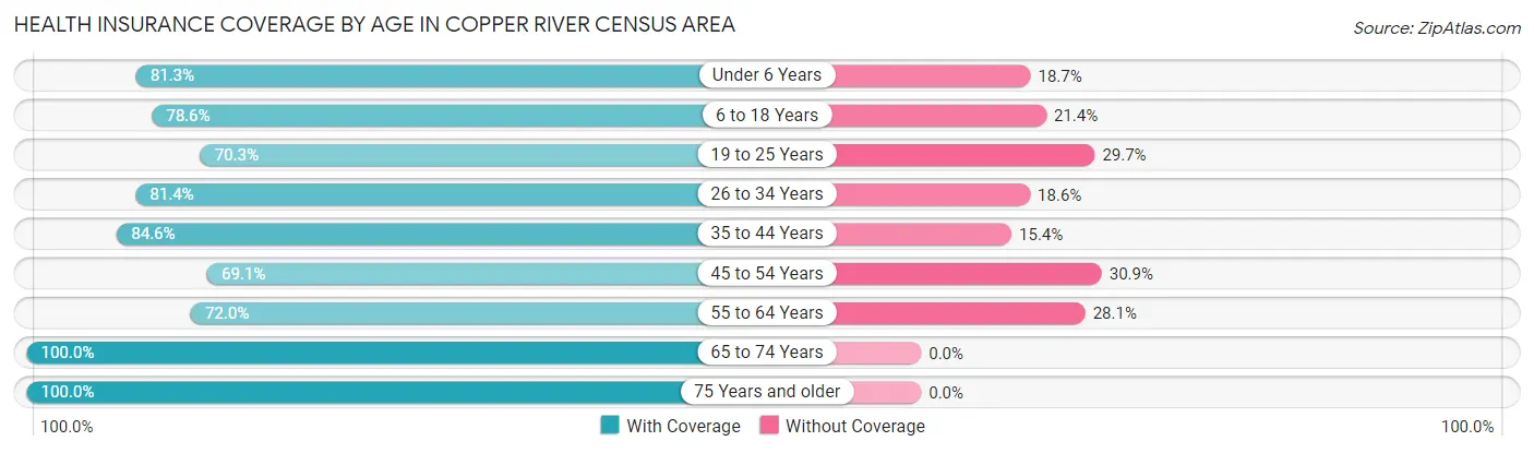 Health Insurance Coverage by Age in Copper River Census Area