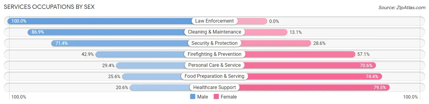 Services Occupations by Sex in Copper River Census Area