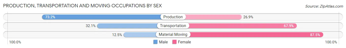 Production, Transportation and Moving Occupations by Sex in Denali Borough