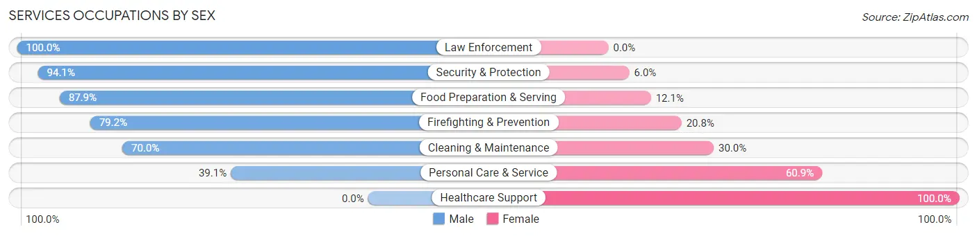Services Occupations by Sex in Denali Borough