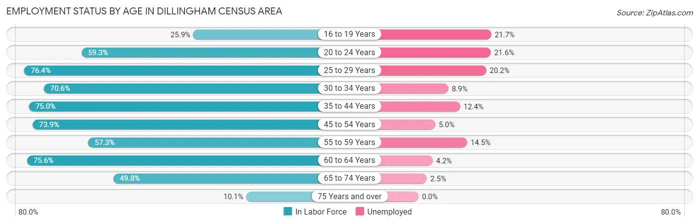 Employment Status by Age in Dillingham Census Area