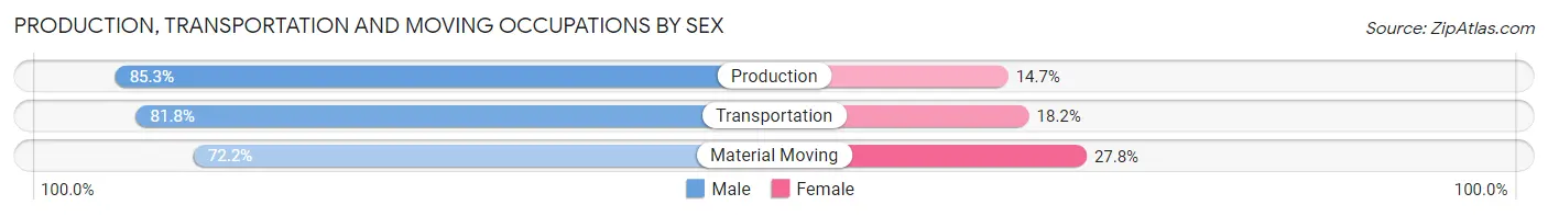 Production, Transportation and Moving Occupations by Sex in Dillingham Census Area