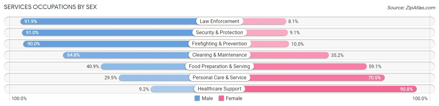 Services Occupations by Sex in Fairbanks North Star Borough