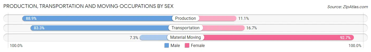 Production, Transportation and Moving Occupations by Sex in Haines Borough