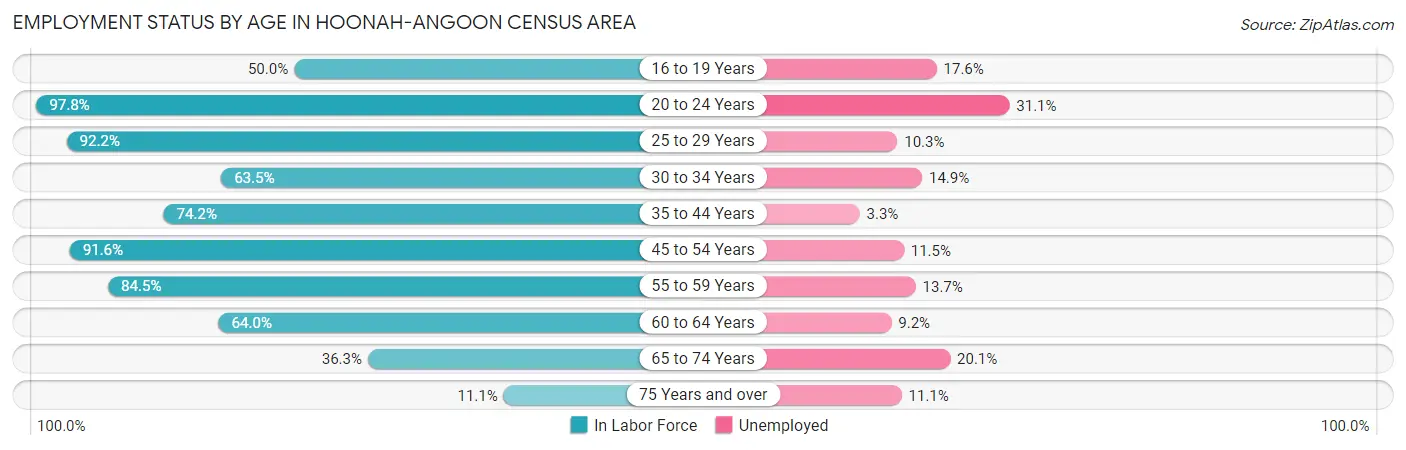 Employment Status by Age in Hoonah-Angoon Census Area