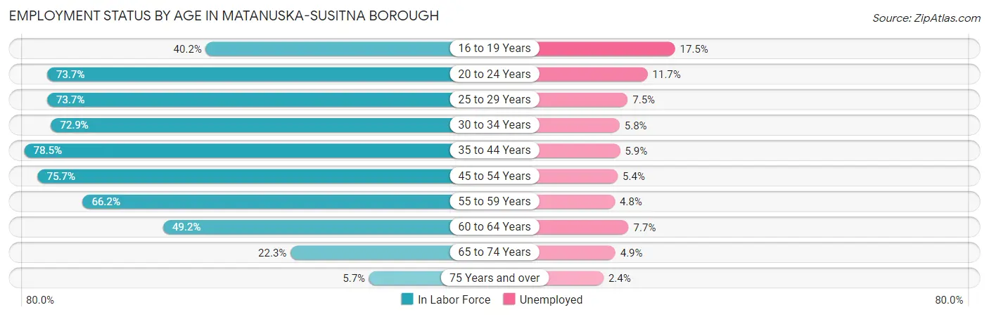 Employment Status by Age in Matanuska-Susitna Borough