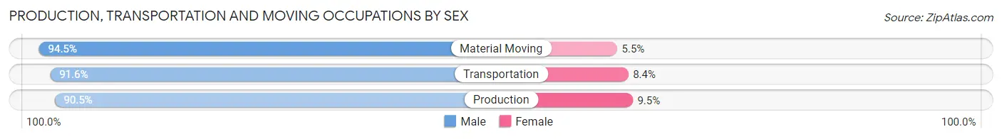 Production, Transportation and Moving Occupations by Sex in Prince of Wales-Hyder Census Area