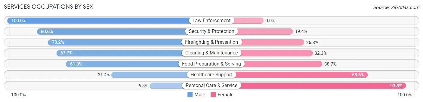 Services Occupations by Sex in Southeast Fairbanks Census Area