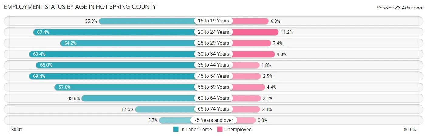Employment Status by Age in Hot Spring County