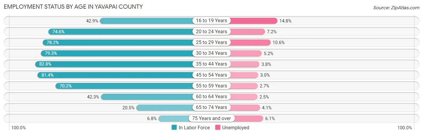 Employment Status by Age in Yavapai County
