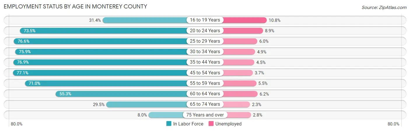 Employment Status by Age in Monterey County
