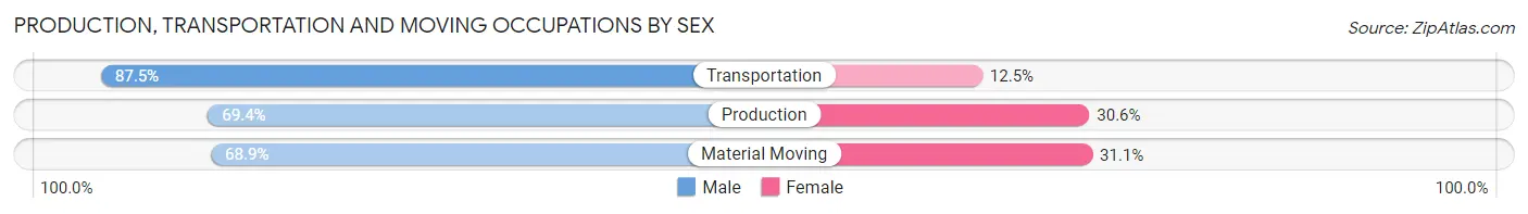Production, Transportation and Moving Occupations by Sex in San Joaquin County