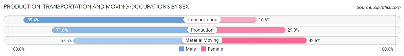 Production, Transportation and Moving Occupations by Sex in Chaffee County