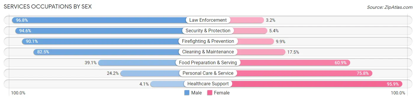 Services Occupations by Sex in Chaffee County