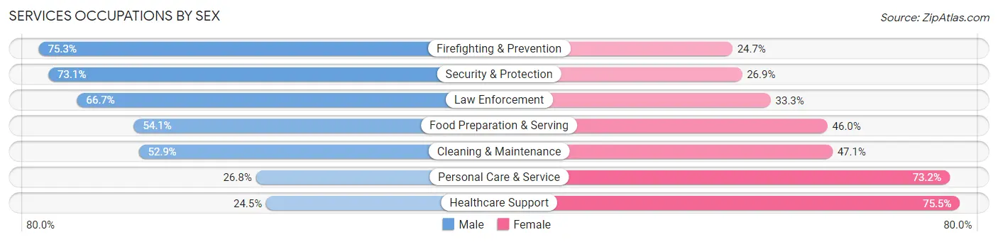 Services Occupations by Sex in Denver County