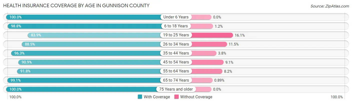 Health Insurance Coverage by Age in Gunnison County