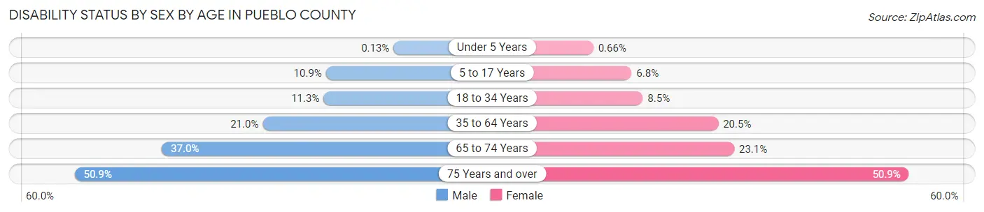 Disability Status by Sex by Age in Pueblo County