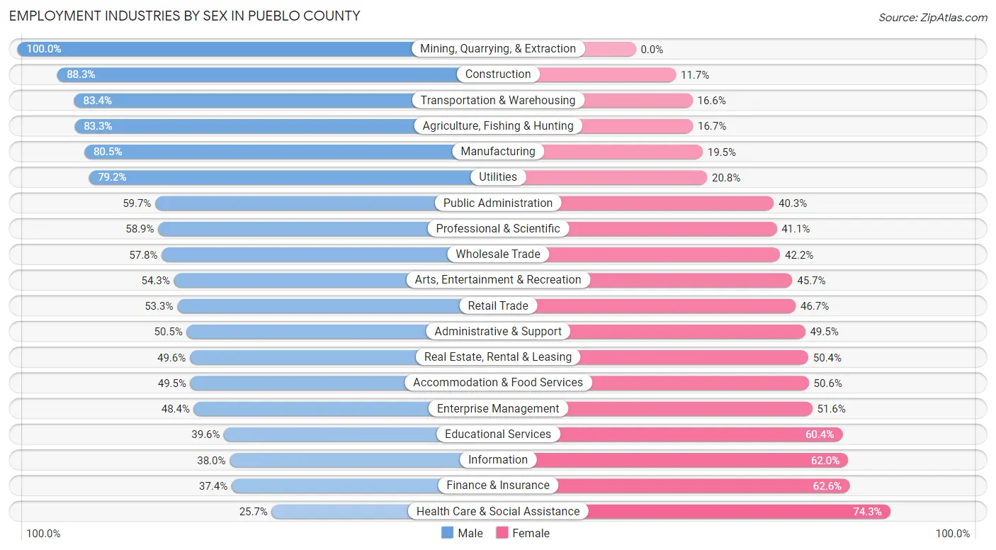 Employment Industries by Sex in Pueblo County
